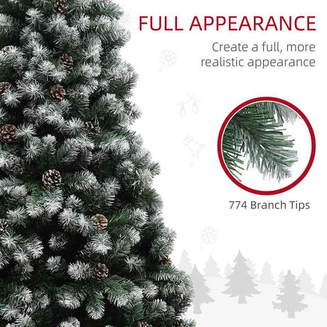 HOMCOM 6ft Snow-Dipped Artificial Pine Christmas Tree