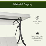 Outsunny 3 Seater Canopy Swing Chair, 2 in 1 Garden Swing Seat Bed, with Adjustable Canopy and Metal Frame, Cream White