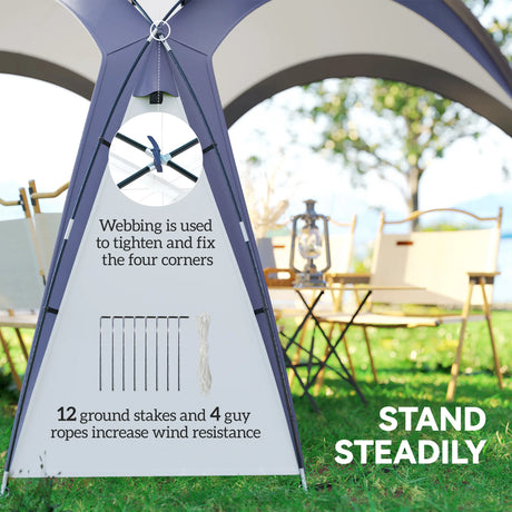 Outsunny Gazebo Party Tent, 3.5x3.5m-Cream/Blue