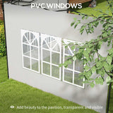 Outsunny Gazebo Side Panels, Sides Replacement with Window for 3x3(m) or 3x6m Gazebo Canopy, 2 Pack, White