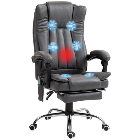 Vinsetto Six-Point Massage Chair, with Heat and Footrest - Dark Grey