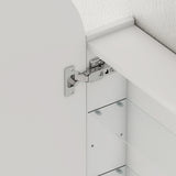 HOMCOM Arched Bathroom Mirror Cabinet with Adjustable Glass Shelves - White