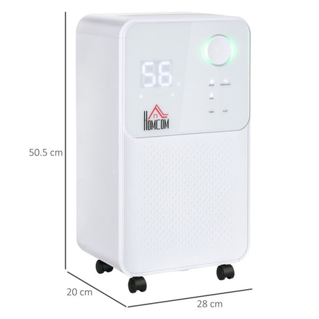 HOMCOM 12L/Day Dehumidifier for Home, Laundry Room, Bedroom, Basement, Electric Moisture Air De-Humidifier with 4 Modes, Continuous Drainage, 24H Timer, Digital Humidity Display