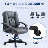 HOMCOM Office Chair, Computer Desk Chair, Mid Back Executive Chair with Adjustable Height and Swivel Rolling Wheels for Home Study, Dark Grey