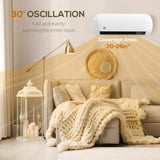 HOMCOM 2000W Ceramic Electric Heater with Fan, Adjustable Thermostat, Wall Mounted - White