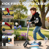 SPORTNOW Folding Electric Scooter for Kids, with Dual Brakes, Front Suspension, LED Colourful Lights, Black