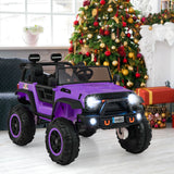 2-Seater Ride On Car with Remote Control and Horn for Boys and Girls-Purple
