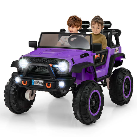 2-Seater Ride On Car with Remote Control and Horn for Boys and Girls-Purple