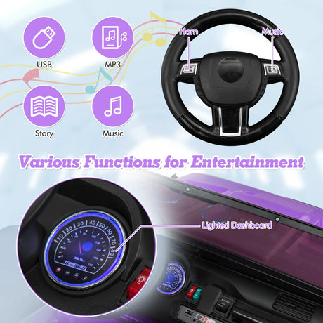 2-Seater Ride On Car with Remote Control and Horn for Boys and Girls-Purple
