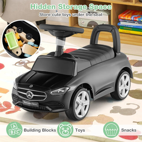 Mercedes-Benz licensed driving toy with steering wheel &amp; storage space ride-on car black
