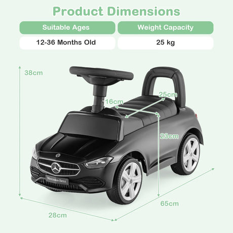 Mercedes-Benz licensed driving toy with steering wheel &amp; storage space ride-on car black