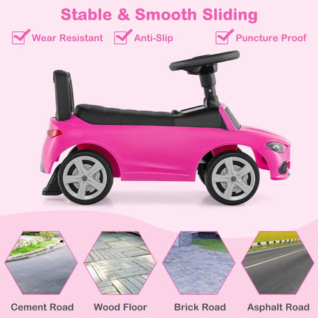 Mercedes-Benz licensed driving toy with steering wheel &amp; storage space ride-on car pink