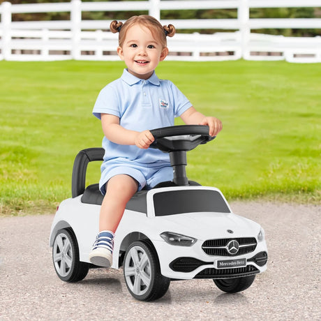 Mercedes-Benz licensed driving toy with steering wheel &amp; storage space ride-on car white