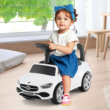 Mercedes-Benz licensed driving toy with steering wheel &amp; storage space ride-on car white