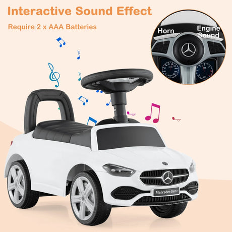 Mercedes-Benz licensed driving toy with steering wheel &amp; storage space ride-on car white