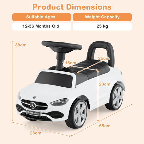 Mercedes-Benz licensed driving toy with steering wheel &amp; storage space ride-on car white