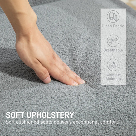 HOMCOM Modern Armchair, Cashmere Upholstered Sofa with Solid Wood Legs and Wide Seat, Accent Chair for Living Room Bedroom Office, Grey