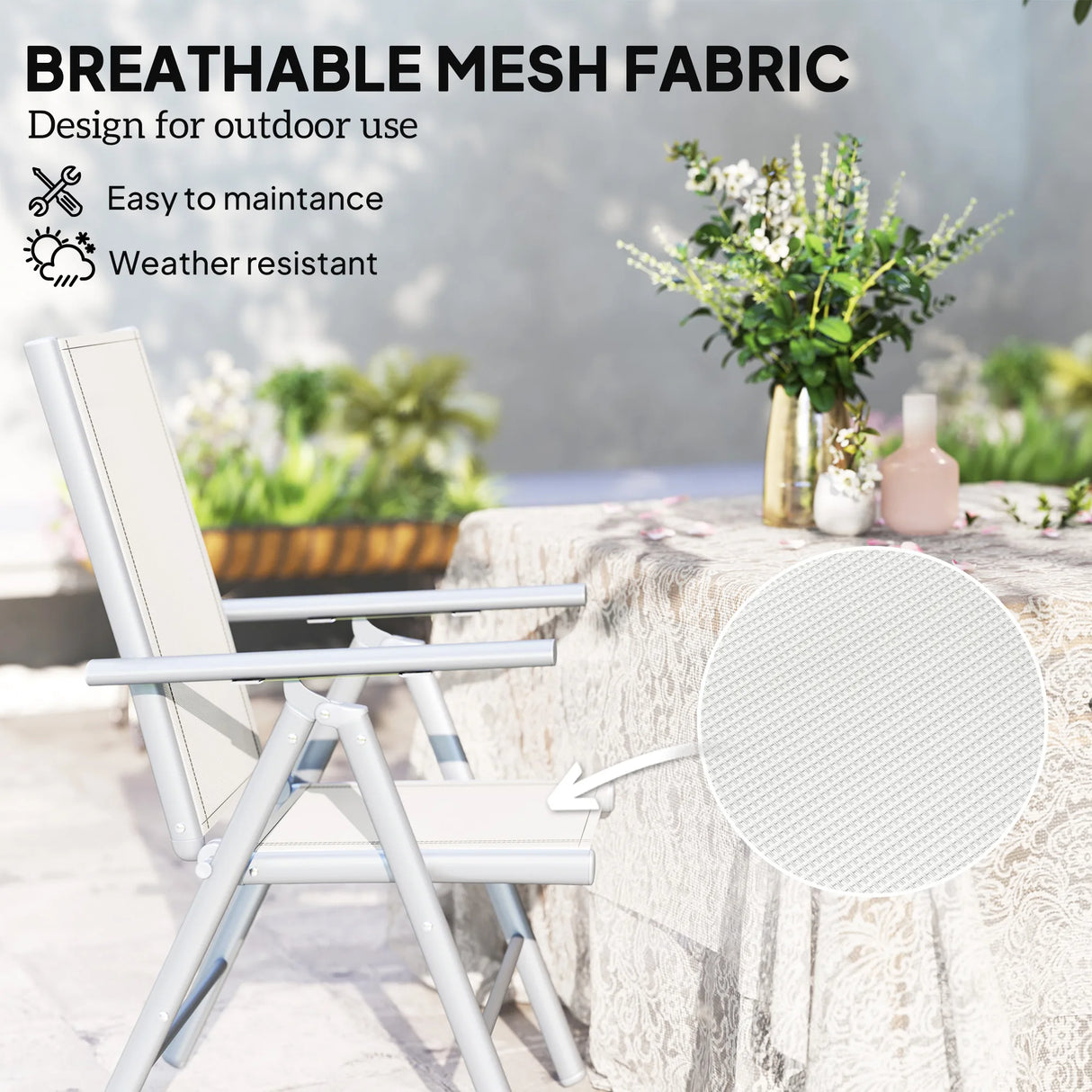 Outsunny Set of Two Aluminium Folding Chairs  - Light Grey