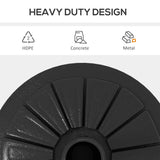 Outsunny Umbrella Base, Heavy Duty Concrete Base Holder with Steel Pole, Round Parasol Stand for Patio, Outdoor, Garden, Black