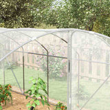 Outsunny Polytunnel Greenhouse Walk-in Grow House with UV-resistant PE Cover, Door, Galvanised Steel Frame, 4 x 3 x 2m, White