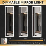 HOMCOM Dimming Full Length Mirror, 120 x 40cm Long Wall Mirror with 3 Colour LED, Smart Touch, Memory Function