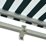 Outsunny 3 x 2.5m Patio Awning, Anti-UV and Waterproof Sun Shade Canopy with Chain Drive and Hand Crank, Green/White Stripes