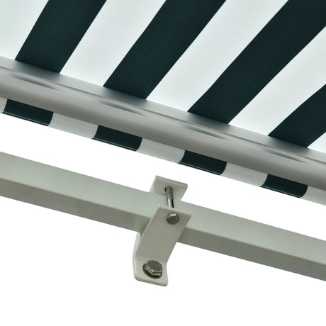 Outsunny 3 x 2.5m Patio Awning, Anti-UV and Waterproof Sun Shade Canopy with Chain Drive and Hand Crank, Green/White Stripes