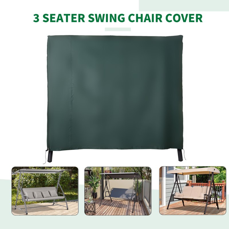 Outsunny 205 x 124cm Three-Seater Swing Chair Protective Cover Deep Green