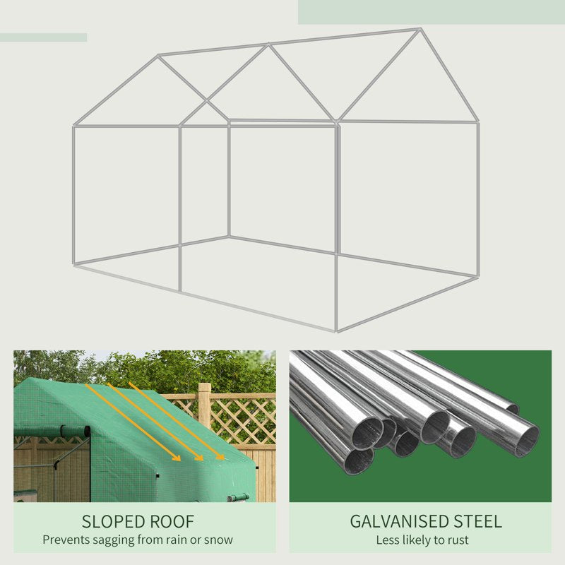 Outsunny Polyethylene Walk-in Polytunnel Greenhouse, 2 x 3(m), Green