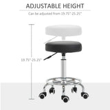 Vinsetto Round Rolling Stool, PU Leather Height Adjustable Stool Chair with Wheels and Swivel Seat for Salon, Massage, Spa, Home Kitchen, Black