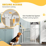 PawHut 77cm Tall Dog Gate with Cat Door, 7cm and 14cm Extensions, for Stairs, Doorways, 76-104cm Width