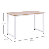 HOMCOM Computer Desk, Writing Table, 120 x 60 x 76cm Workstation for Home Office, Study with Metal Frame, Simple Assembly, White