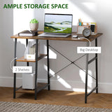 HOMCOM Industrial-Style Work Desk, with Shelves - Brown/Black