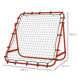 HOMCOM Adjustable Rebounder Net Kickback Target Goal for Teens Adults Training, Red