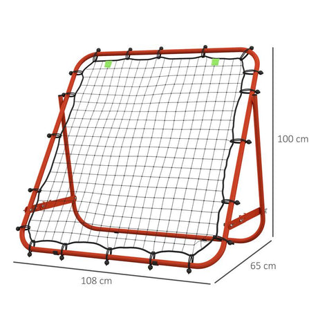 HOMCOM Adjustable Rebounder Net Kickback Target Goal for Teens Adults Training, Red