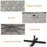 Outsunny 3(m) Convertible Cantilever Parasol and Centre-post Garden Parasol with Cross Base, 360 Rotation Banana Parasol with Crank Handle and 8 Ribs, Hanging Patio Umbrella, Black and White
