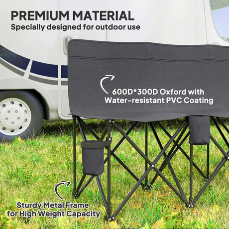 Outsunny 6 Seater Folding Camping Chair with Cup Holder & Carry Bag - Charcoal Grey