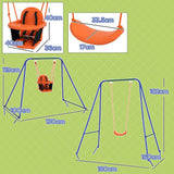 Outsunny Two-In-One Toddler Garden Swing, with Comfortable Seat, Safety Belt - Orange and Blue