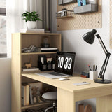 HOMCOM 120cm Computer Desk, Wooden PC Laptop Table with 6-Tier Storage Bookshelves, Home Office Working Study Desk, Writing Workstation, Natural Wood