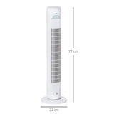 HOMCOM 30'' Freestanding Tower Fan, 3 Speed 3 Mode, 10h Timer, 70 Degree Oscillation, LED Light, 5M Remote Controller, White