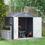 Outsunny 7.9ft x 6.2ft Aluminium Frame and Plastic Wall Shed, with Foundation - Grey