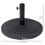 Outsunny 14kg Round Cement Parasol Base Umbrella Weight Stand Holder Fits 35mm,38mm,48mm Pole for Patio Outdoor Garden - Black