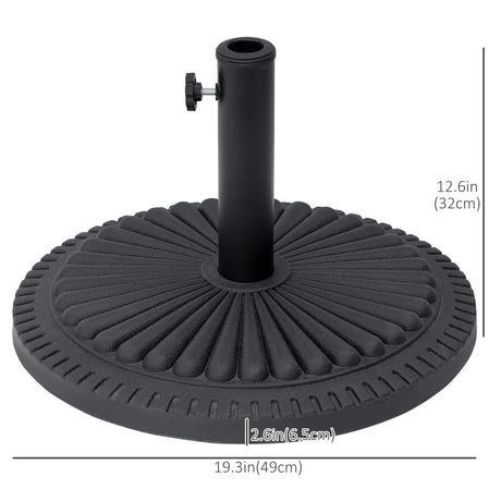 Outsunny 14kg Round Cement Parasol Base Umbrella Weight Stand Holder Fits 35mm,38mm,48mm Pole for Patio Outdoor Garden - Black