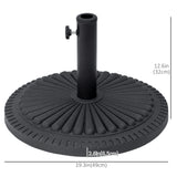 Outsunny 14kg Round Cement Parasol Base Umbrella Weight Stand Holder Fits 35mm,38mm,48mm Pole for Patio Outdoor Garden - Black