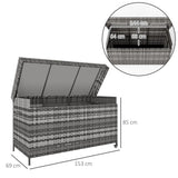 Outsunny 627 L Rattan Storage Box - Dark Grey