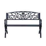 Outsunny 127L x 60W x 85H cm Powder Coated Garden Bench for Patio Backyard, Steel-Black
