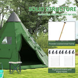 Outsunny 6 Men Tipi Tent with Carry Bag - Green