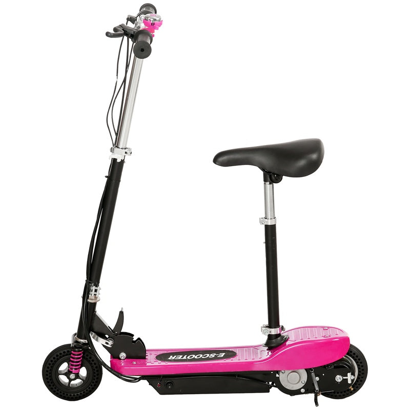 HOMCOM Steel Ride on Powered Scooter, Folding E-Scooter with Warning Bell, 15km/h Maximum Speed, for 4-14 Years Old, Pink