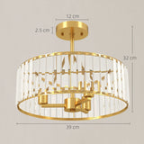 HOMCOM Crystal Ceiling Light Fixture, Semi Flush Mount Modern Crystal Chandelier Ceiling Light for Living Room, Bedroom, Hallway, Dining Room, E14 Base 3-Lights, Bulbs Not Included, Gold Tone