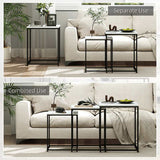 HOMCOM Three Nest of Tables, Marble Effect Finish